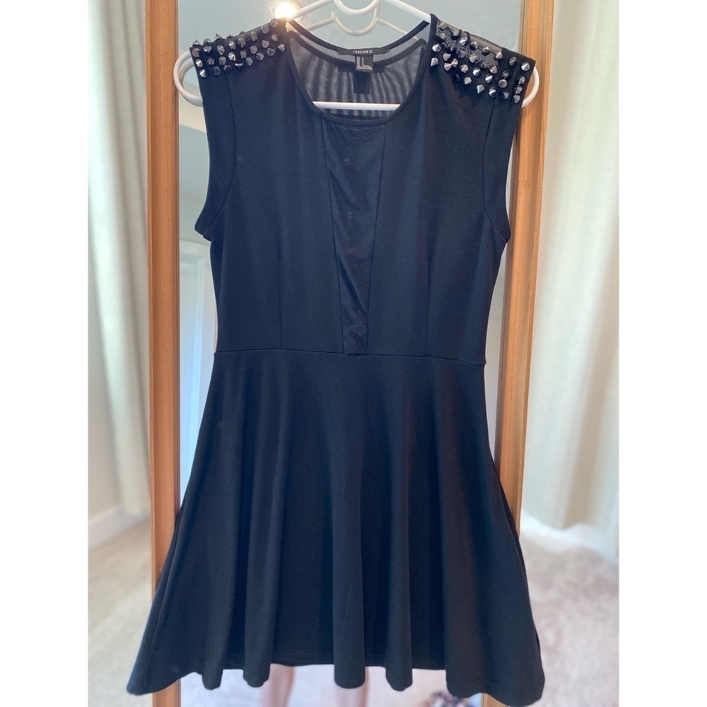 Forever 21 Black Skater Dress with silver studs